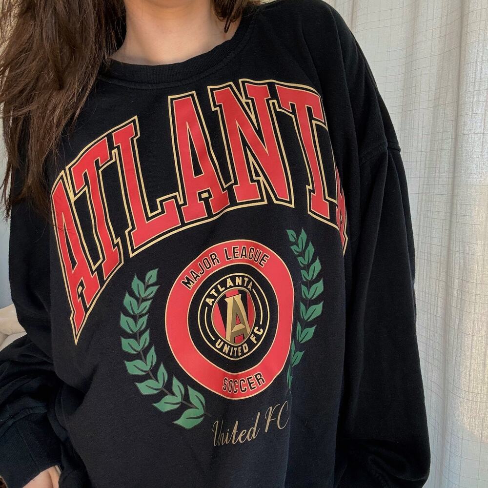 Atlanta United Mitchell & Ness Black Red Crewneck Sweatshirt Size Extra Large